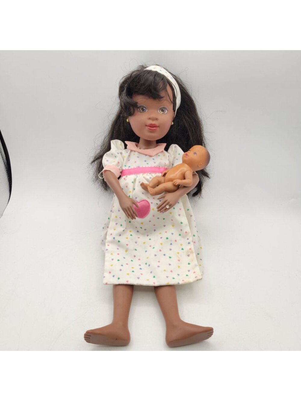 Tyco Mommy’s Having a Baby Doll 18" African American Pregnant Doll + Baby 1992